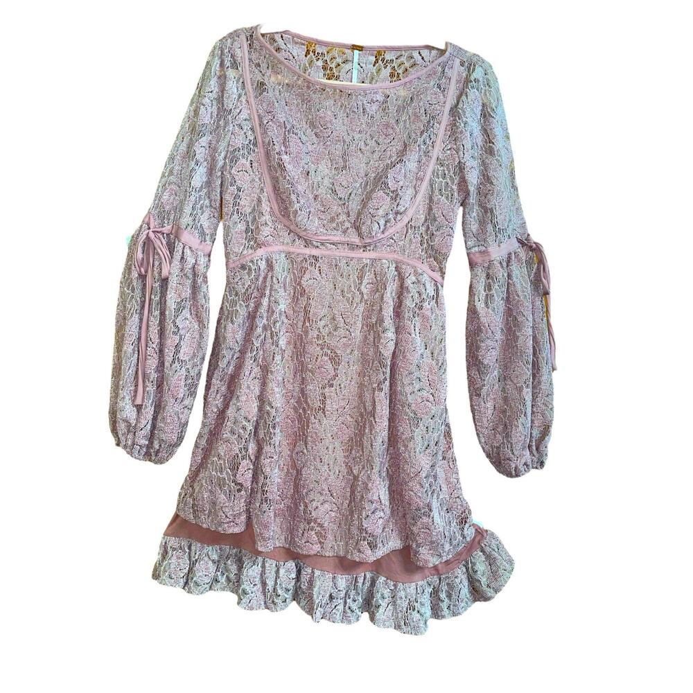 Free People Ruby Lacy Mauve Dress Small
